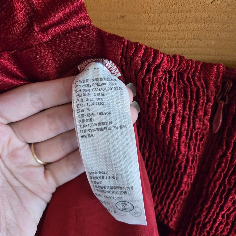 Abercrombie & Fitch Emerson Bubble Hem Satin Mini Dress Cocktail Red Medium - Picture 7 of 7